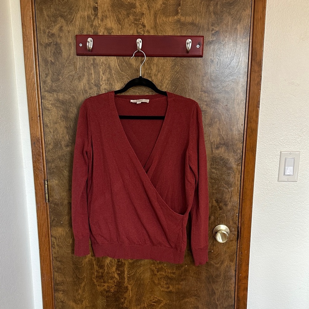 LOFT Deep Red V-Neck Sweater